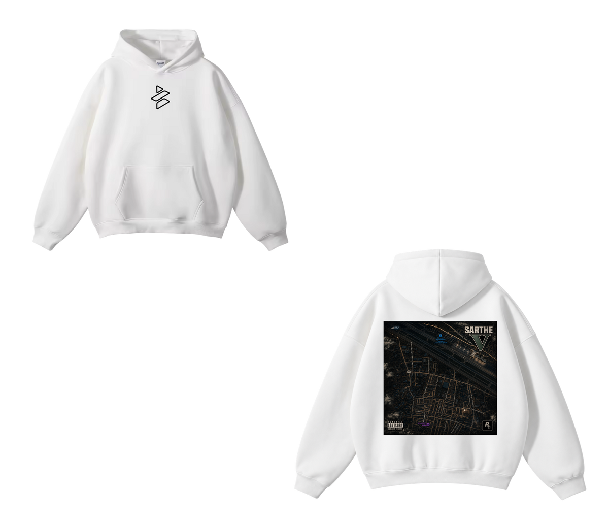 Pullover “Sarthe Maps” Printed Graphic Hoodie Unisex - 100% Cotton