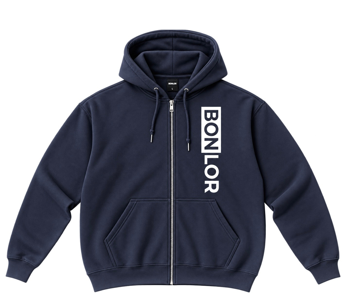 Zip-Up BONLOR Printed Hoodie Unisex (Left Chest)