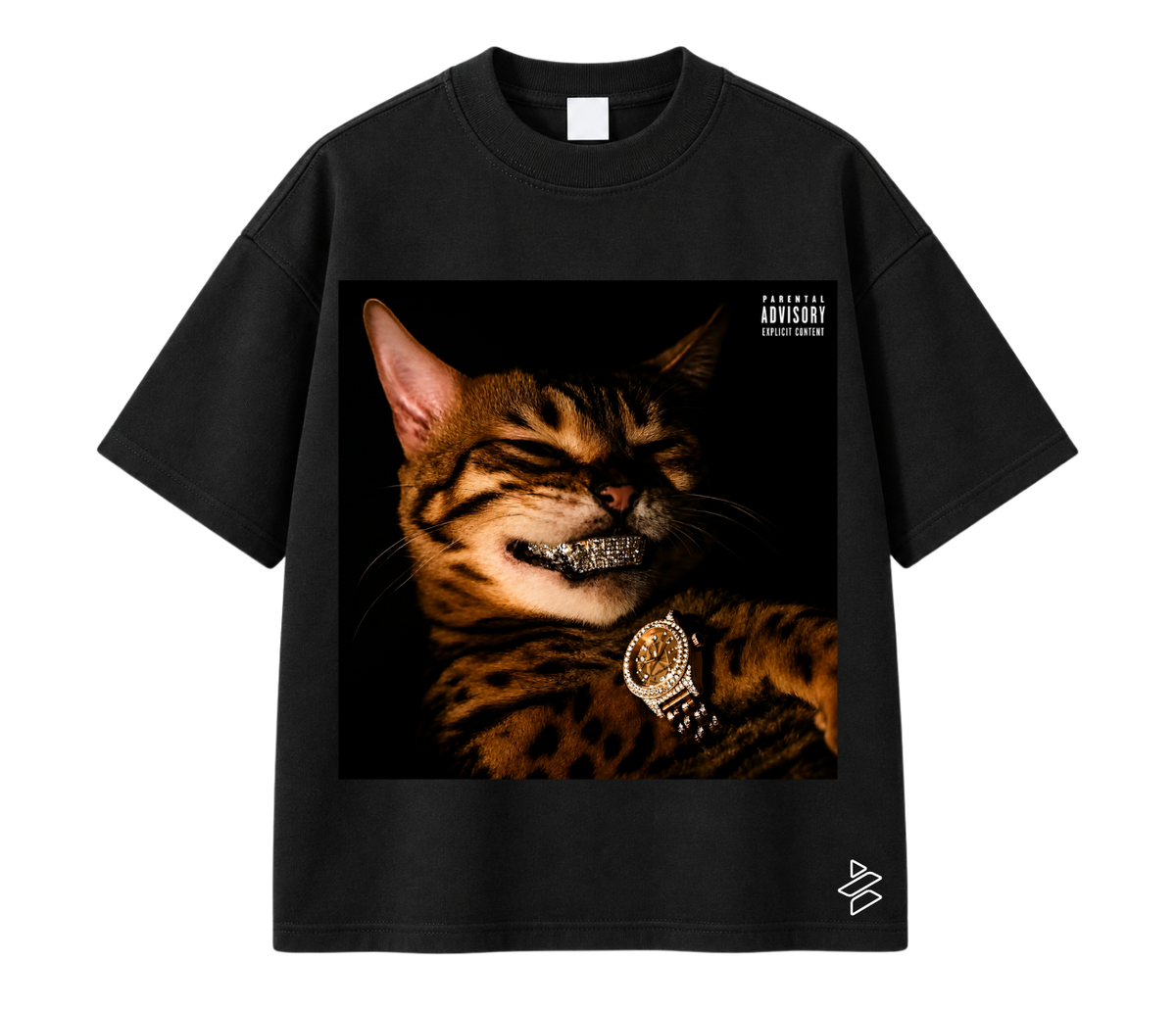 Oversized “Luxury Cat” Printed Graphic T-Shirt Unisex - 100% Cotton