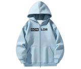 Zip-Up BONLOR Printed Logo Hoodie Unisex (Center Chest) - 100% Cotton