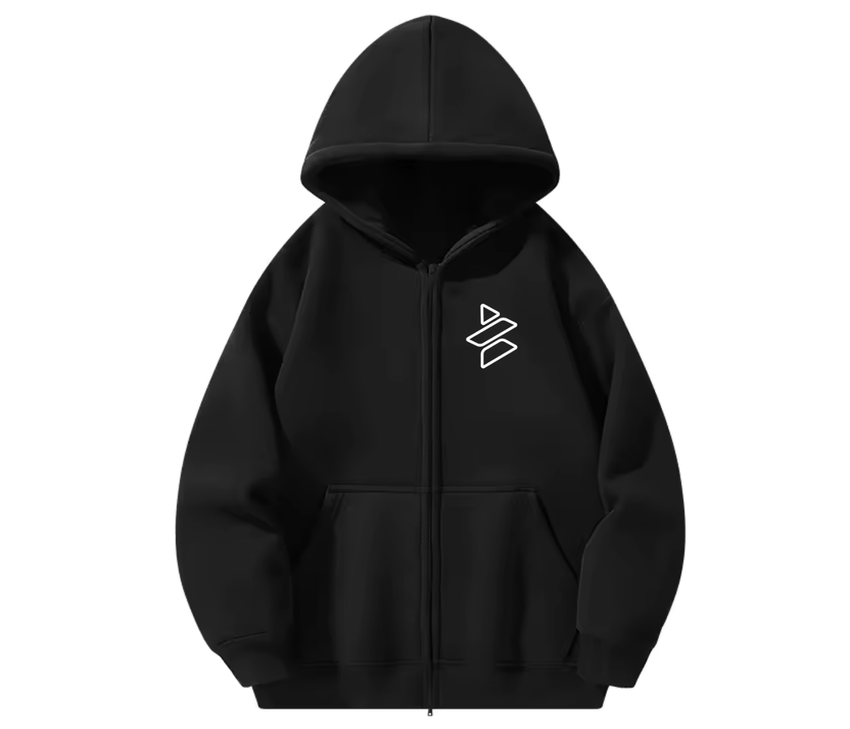 Zip-Up Embroidered Icon Hoodie Unisex (Left Chest) - 100% Cotton