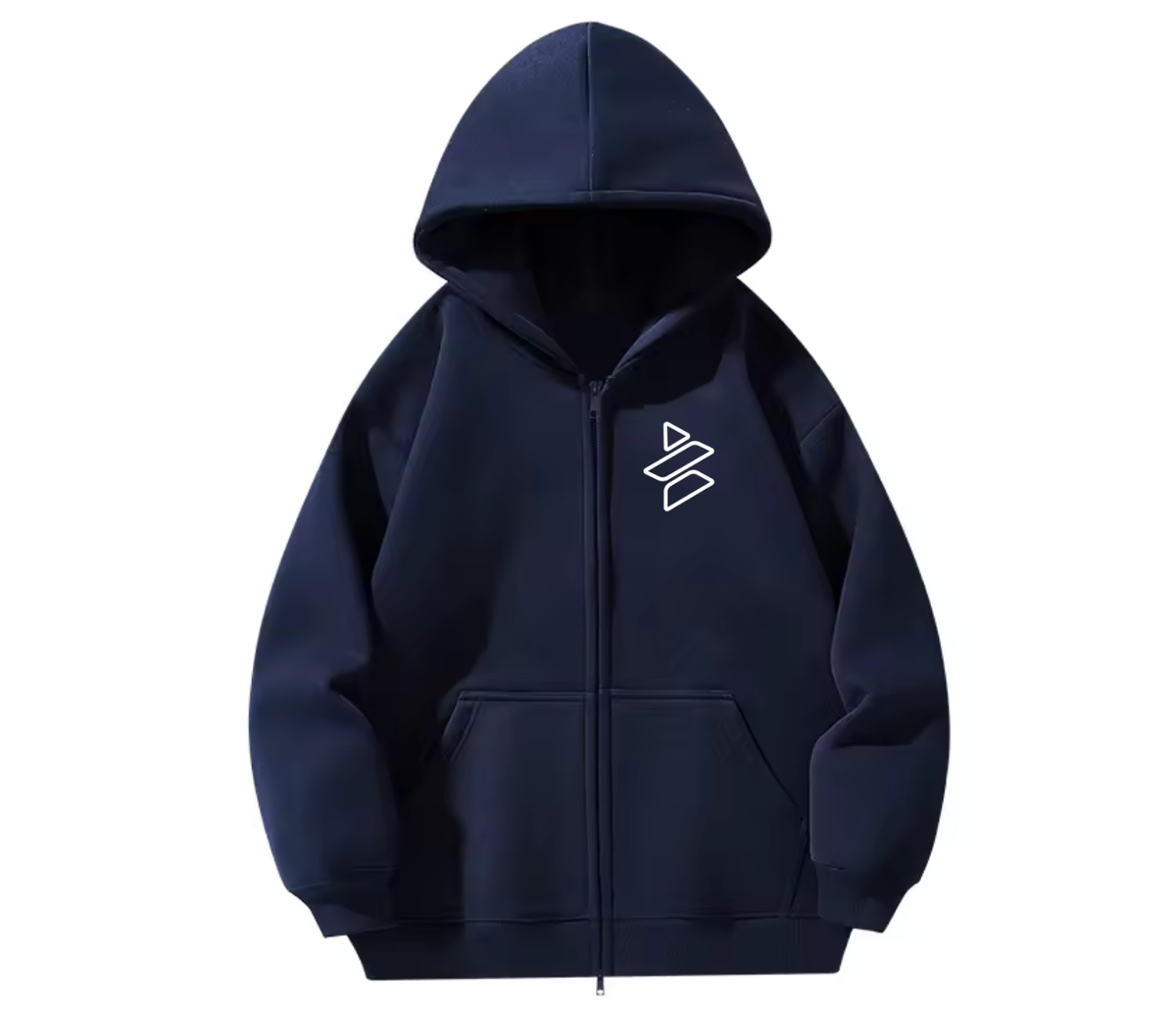 Zip-Up Embroidered Icon Hoodie Unisex (Left Chest) - 100% Cotton