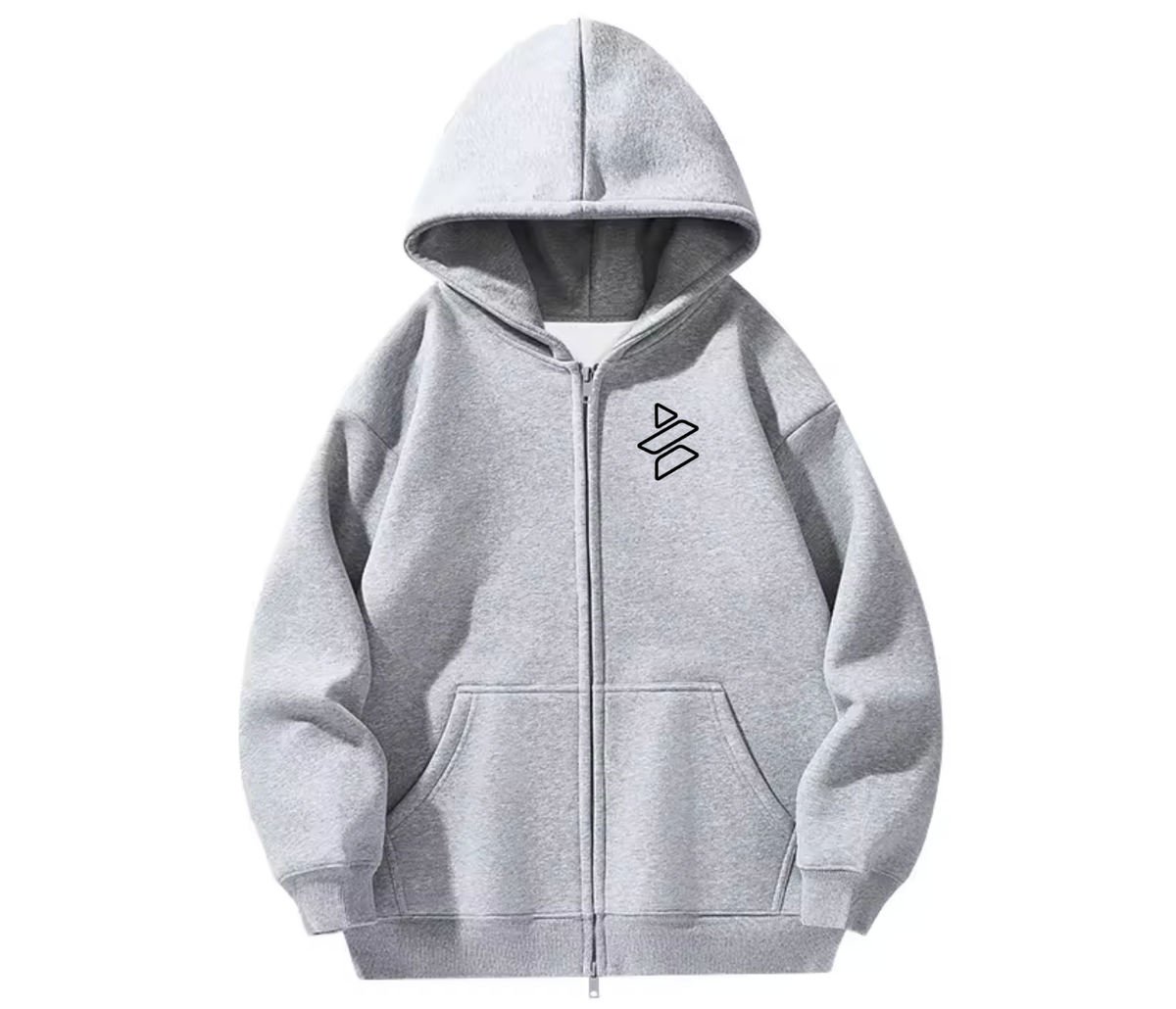 Zip-Up Embroidered Icon Hoodie Unisex (Left Chest) - 100% Cotton