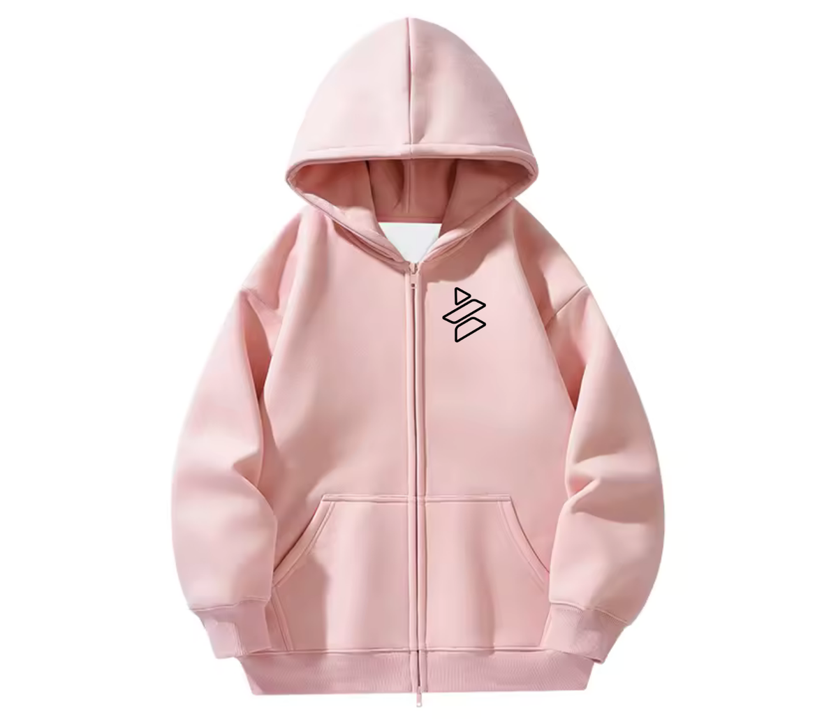 Zip-Up Embroidered Icon Hoodie Unisex (Left Chest) - 100% Cotton
