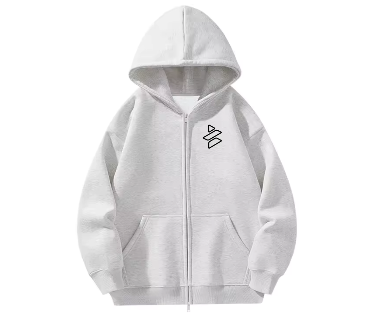 Zip-Up Embroidered Icon Hoodie Unisex (Left Chest) - 100% Cotton