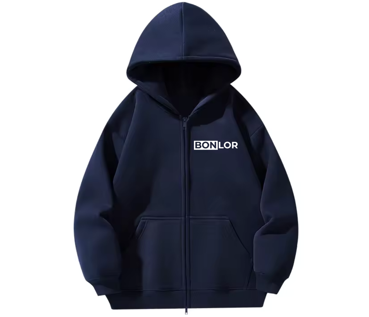 Zip-Up BONLOR Embroidered Logo Hoodie Unisex (Left Chest) - 100% Cotton